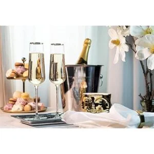 Copas de regalo de champán con borde dorado Juego de 2_3