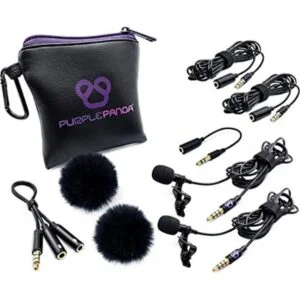 Purple Panda Kit de micrófono de solapa Lavalier de doble_1