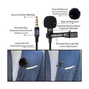 Purple Panda Kit de micrófono de solapa Lavalier de doble_5
