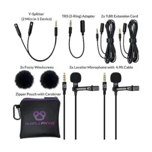 Purple Panda Kit de micrófono de solapa Lavalier de doble_6