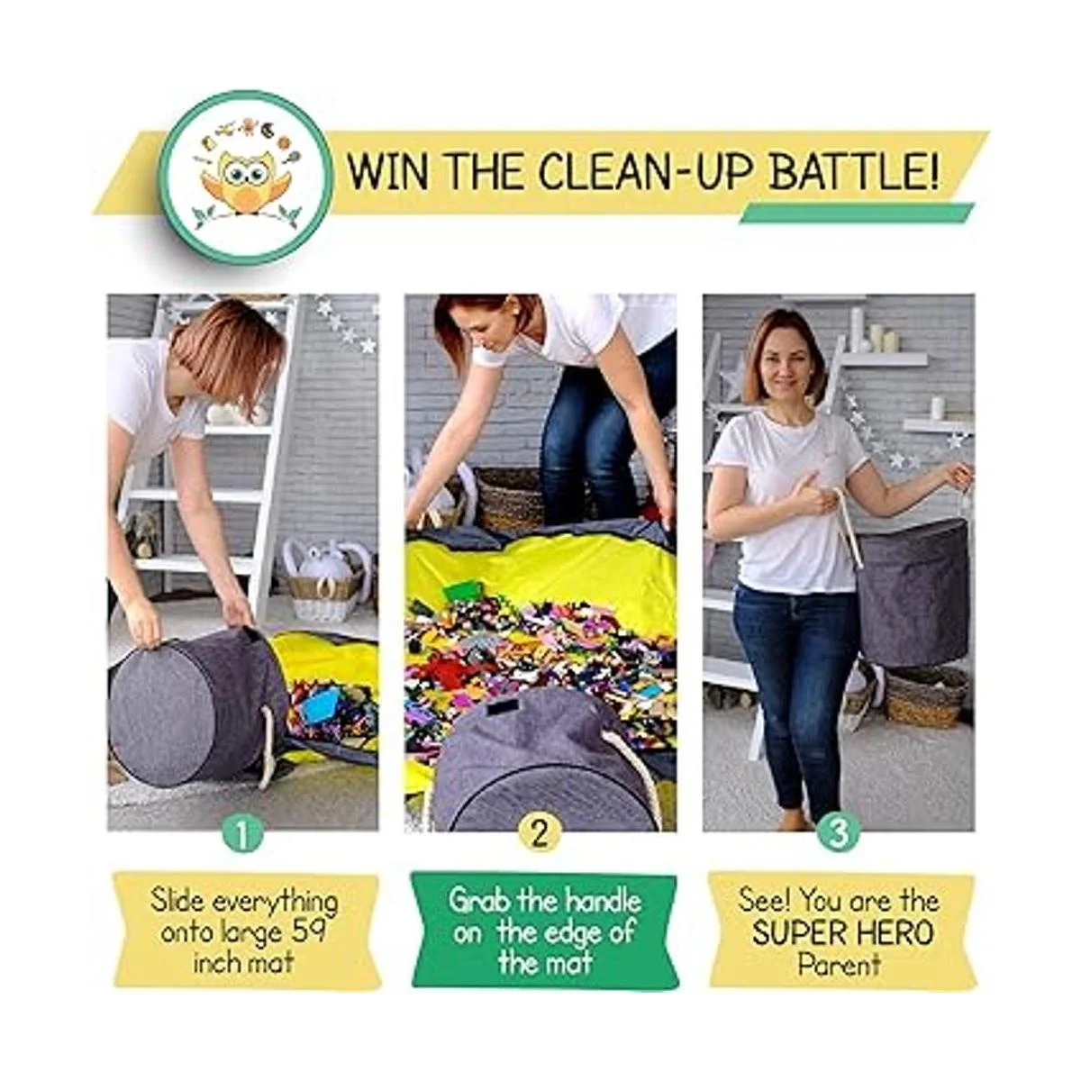 Cesta de almacenamiento de juguetes y tapete de juego_2