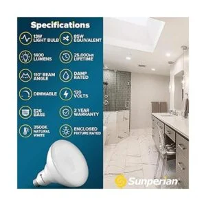 Sunperian BR40 Bombillas LED 13 W 85 W 3500 K blanco
