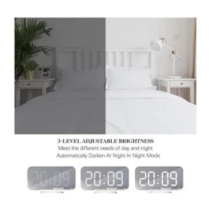 Reloj despertador digital pantalla LED con espejo grande_3