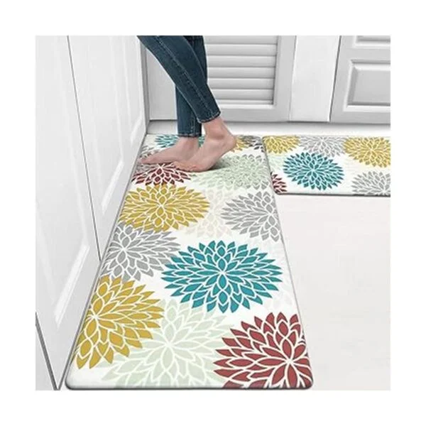 HEBE Juego de alfombras de cocina antifatiga 2 piezas