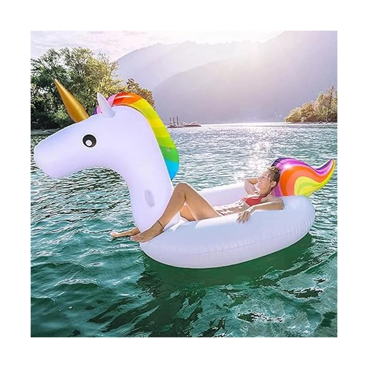 TURNMEON Flotador inflable de unicornio enorme para_6
