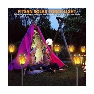 FITSAN Paquete de 16 mini luces solares de antorcha 12_5