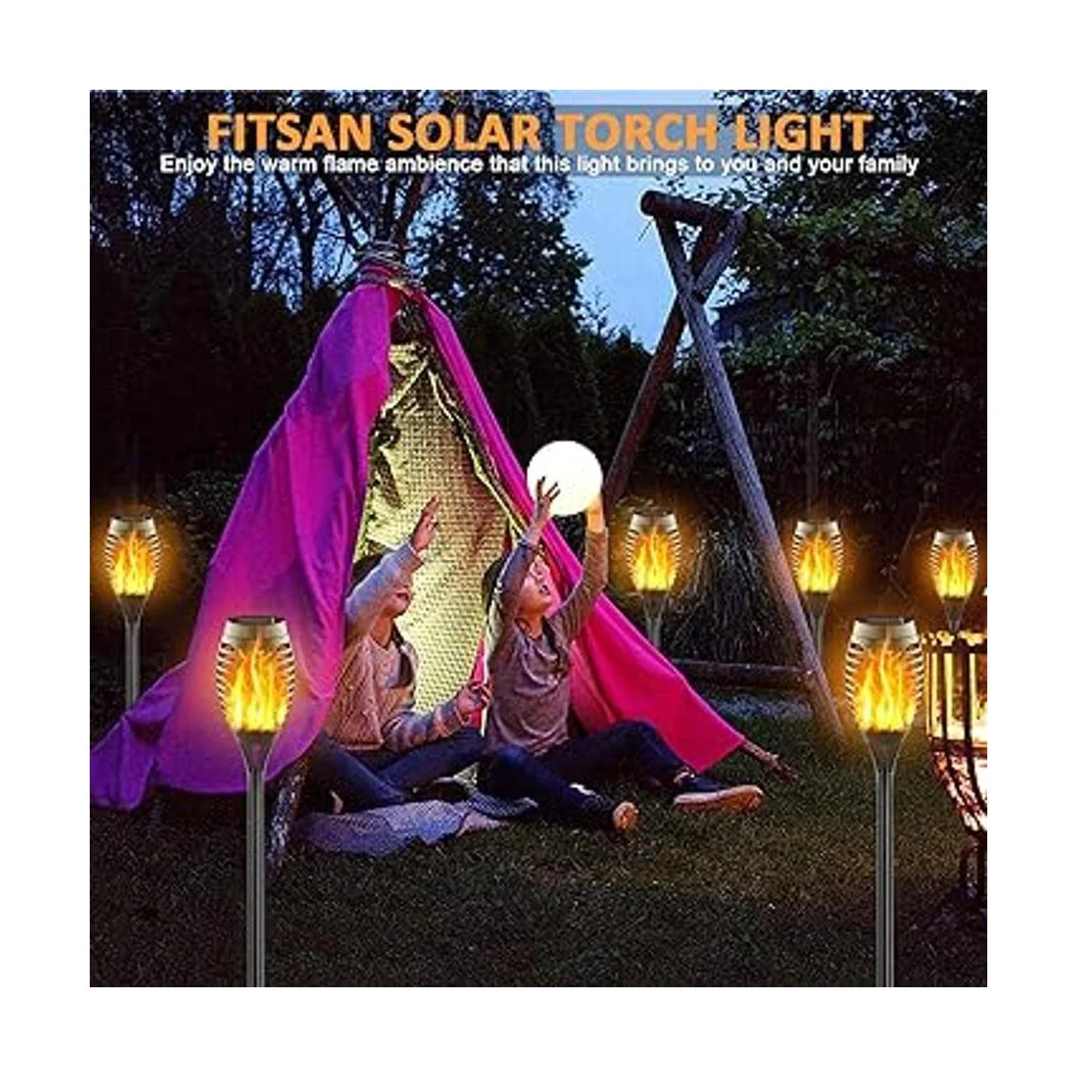 FITSAN Paquete de 16 mini luces solares de antorcha 12_5