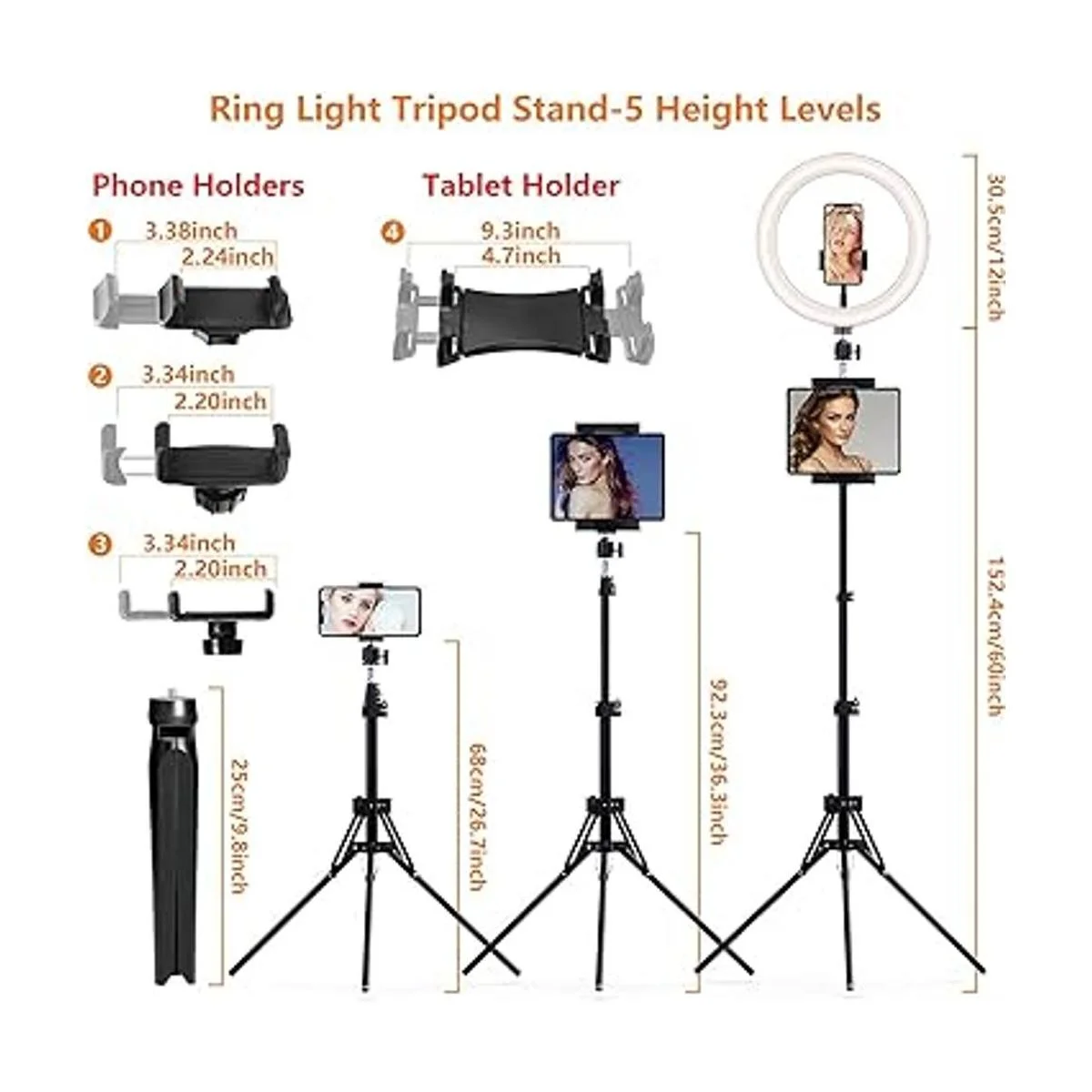 Anillo de luz para selfie de 12 pulgadas con soporte para_3