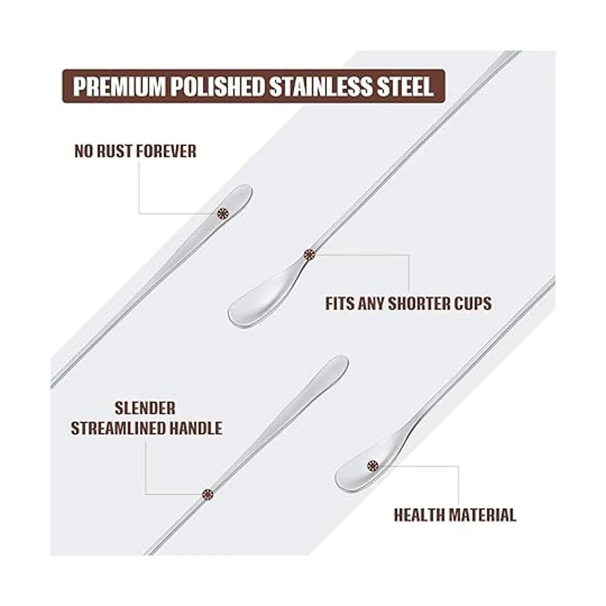 8 agitadores de café de acero inoxidable cucharas de