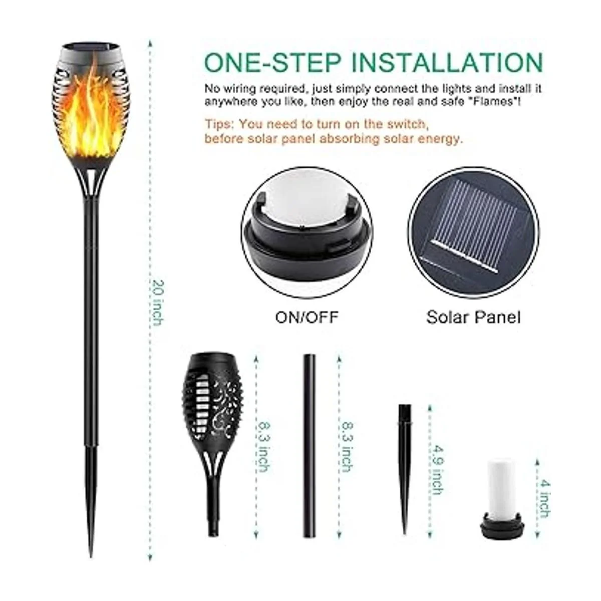 FITSAN Paquete de 16 mini luces solares de antorcha 12_2