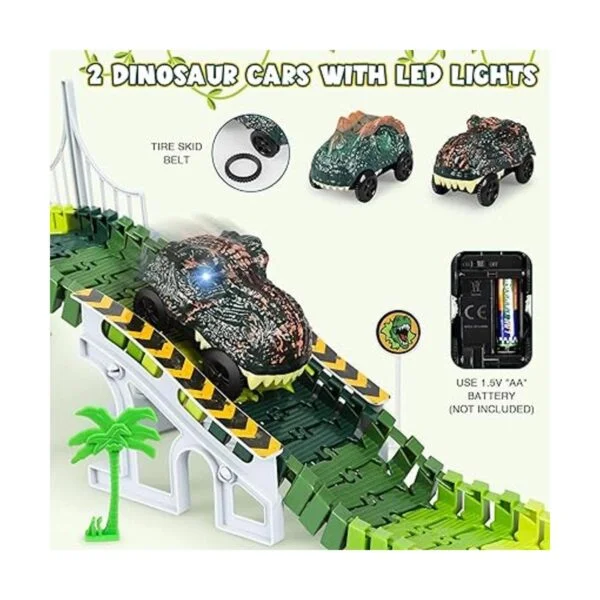 Pistas de dinosaurios 185 piezas crean una carrera_4