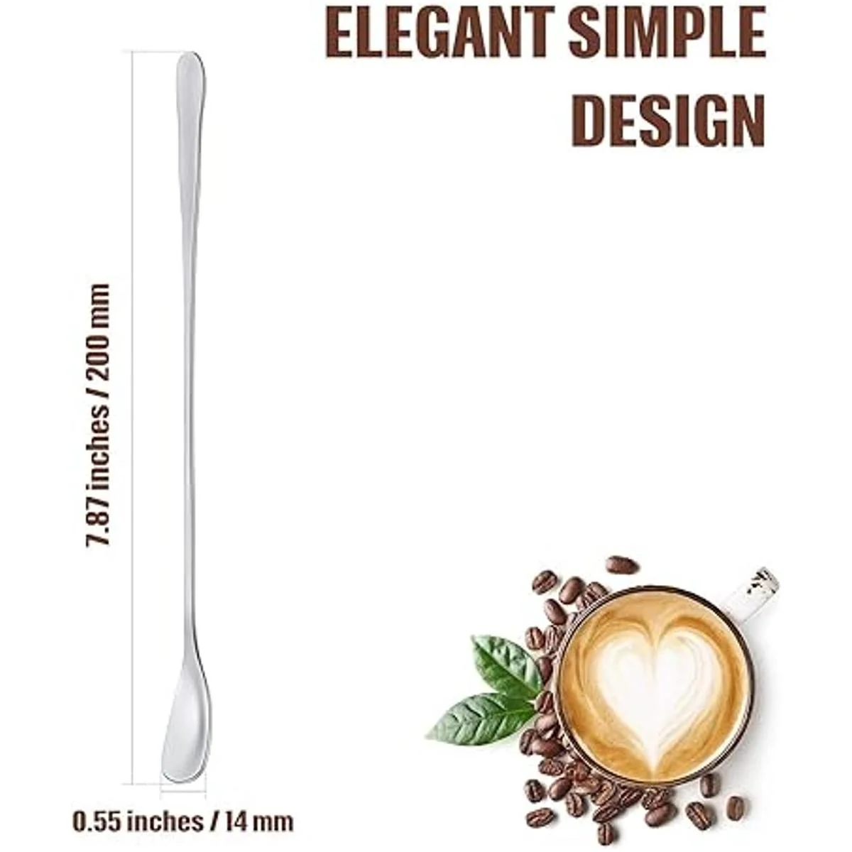 8 agitadores de café de acero inoxidable cucharas de