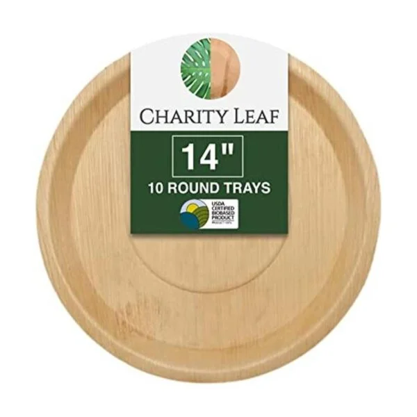 Charity Leaf Bandejas redondas desechables de hoja de_1