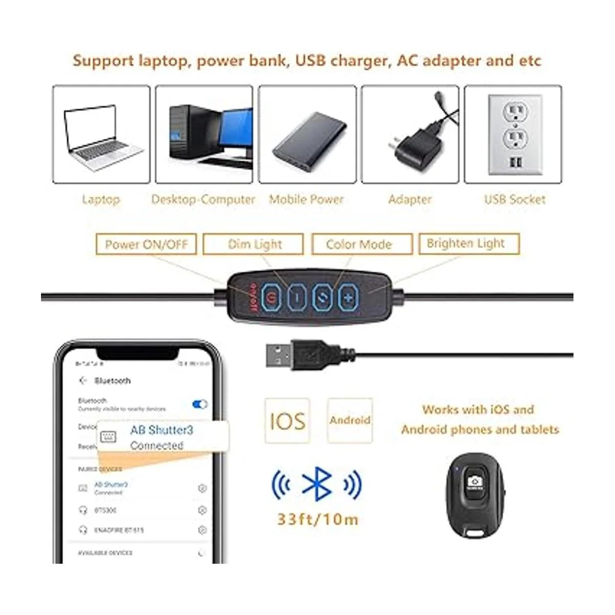 Anillo de luz para selfie de 12 pulgadas con soporte para_4