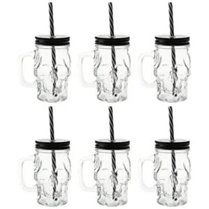 TOPZEA Paquete de 6 tarros de vidrio Mason con asa tazas