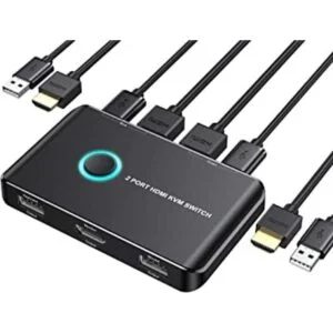 ABLEWE Conmutador KVM HDMI de 2 puertos interruptor USB_1