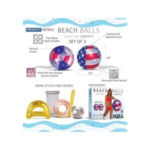 POZA Inflatable USA Pool Float Luxurious Fun Lounger_2