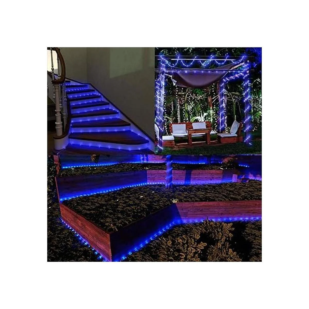 Cuerda de luces solares LED impermeables para exteriores_3