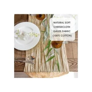 Magic Moment Camino de mesa de gasa estilo rústico y_3