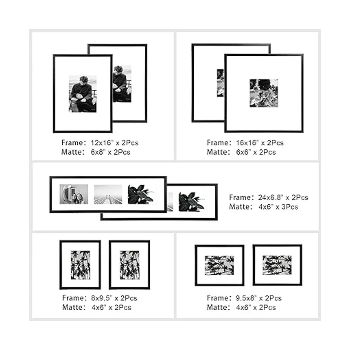 ArtbyHannah Juego de 10 marcos de pared grandes en blanco_5