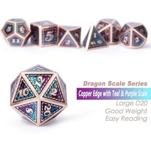 DNDND Juego de dados de metal 7 piezas diseño de dragón_3