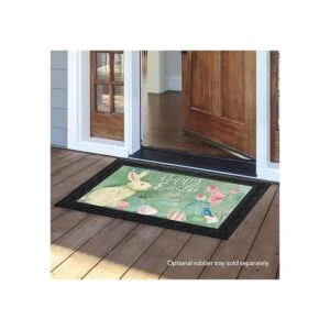 Tapete primitivo de conejo de Pascua y tulipanes floral_2