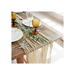 Magic Moment Camino de mesa de gasa estilo rústico y_1