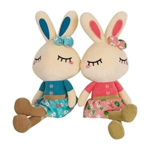Cllayees Juego de 2 conejitos de peluche conejo de 18.3_1