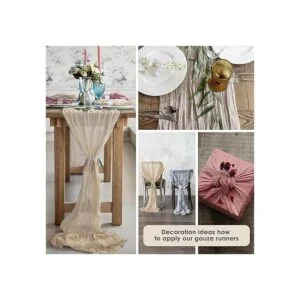 Magic Moment Camino de mesa de gasa estilo rústico y_5