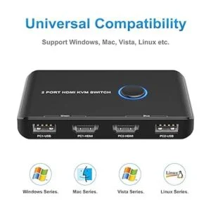 ABLEWE Conmutador KVM HDMI de 2 puertos interruptor USB_5