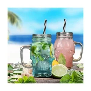 TOPZEA Paquete de 6 tarros de vidrio Mason con asa tazas