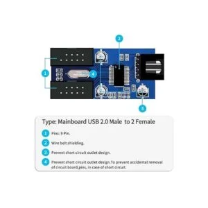 Electop Cable divisor USB 2 en 1 de 9 pines conector USB_2