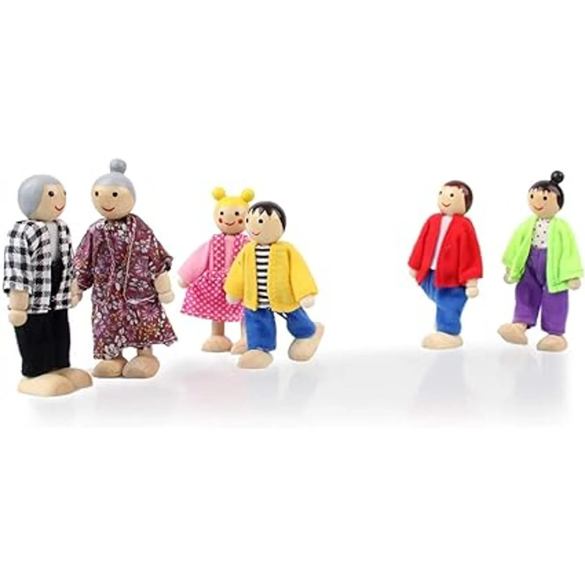 Casa de muñecas de madera 6 figuras familiares casa de_3