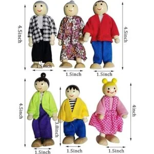 Casa de muñecas de madera 6 figuras familiares casa de_2