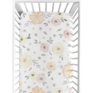 Sweet Jojo Designs Amarillo y Rosa Acuarela Floral Chica_1