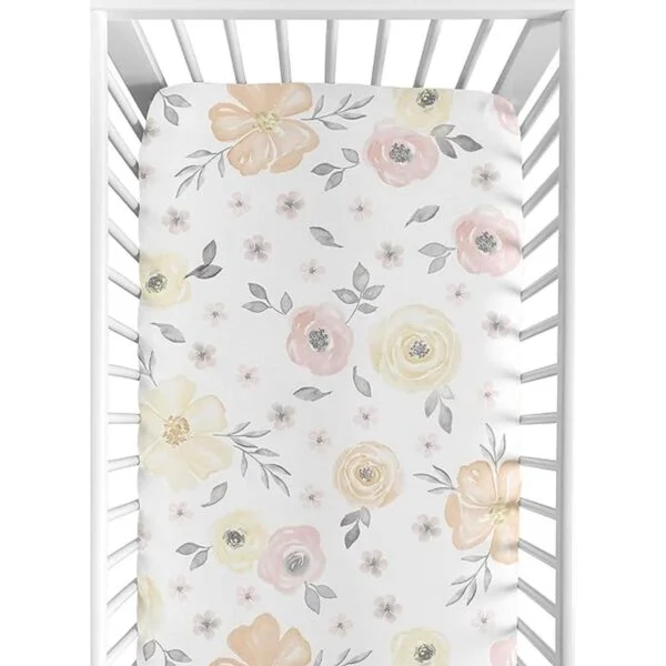 Sweet Jojo Designs Amarillo y Rosa Acuarela Floral Chica_1