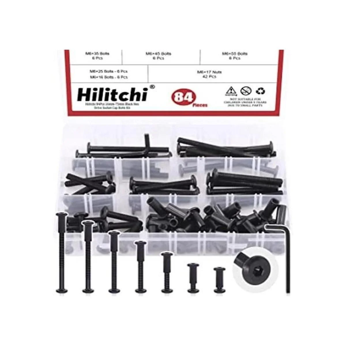 Hilitchi Juego de 84 tornillos de cabeza avellanada M6