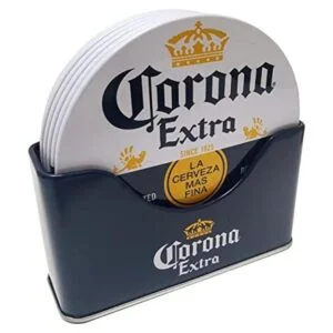 Tin Box Company Corona Juego de 6 posavasos con soporte de_1