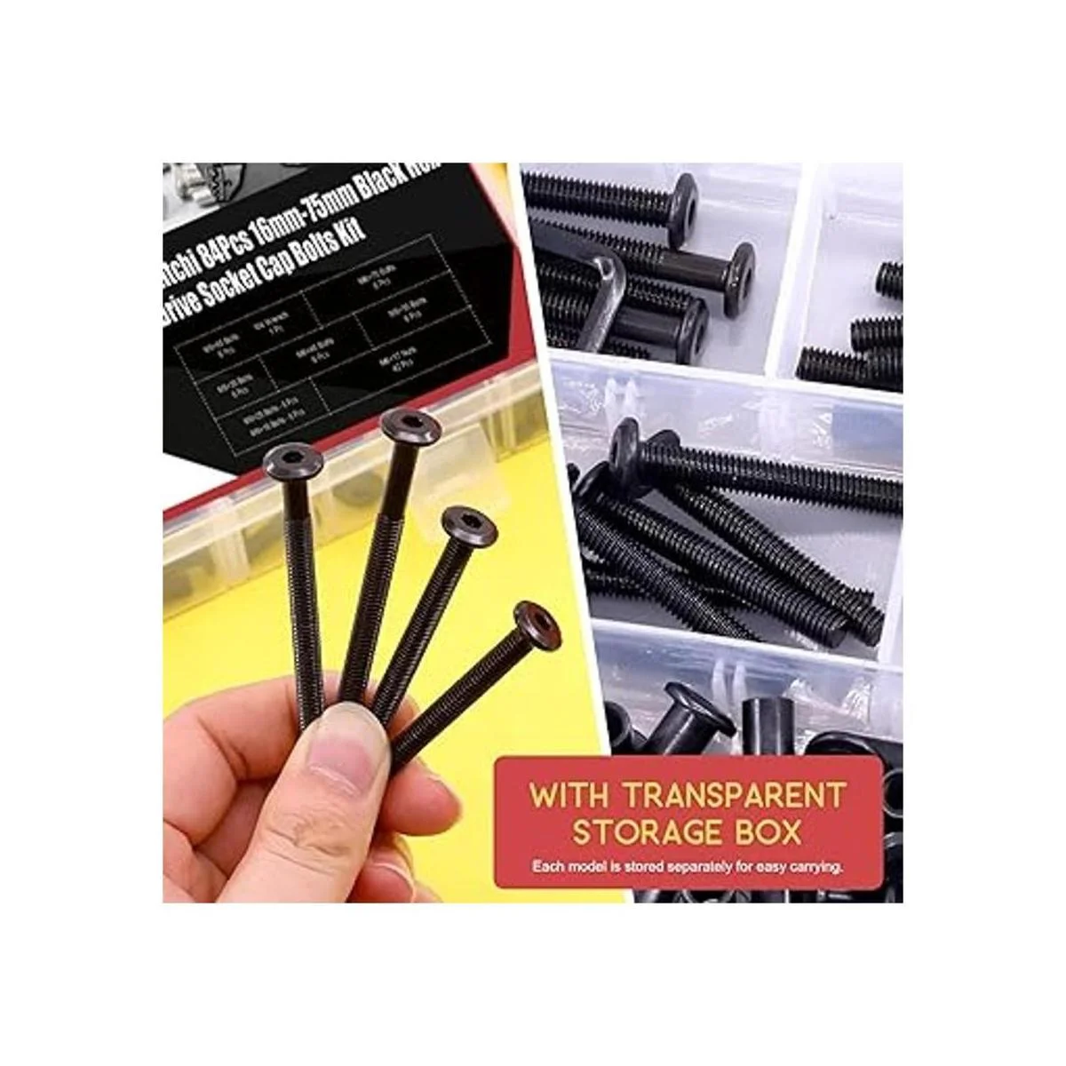 Hilitchi Juego de 84 tornillos de cabeza avellanada M6