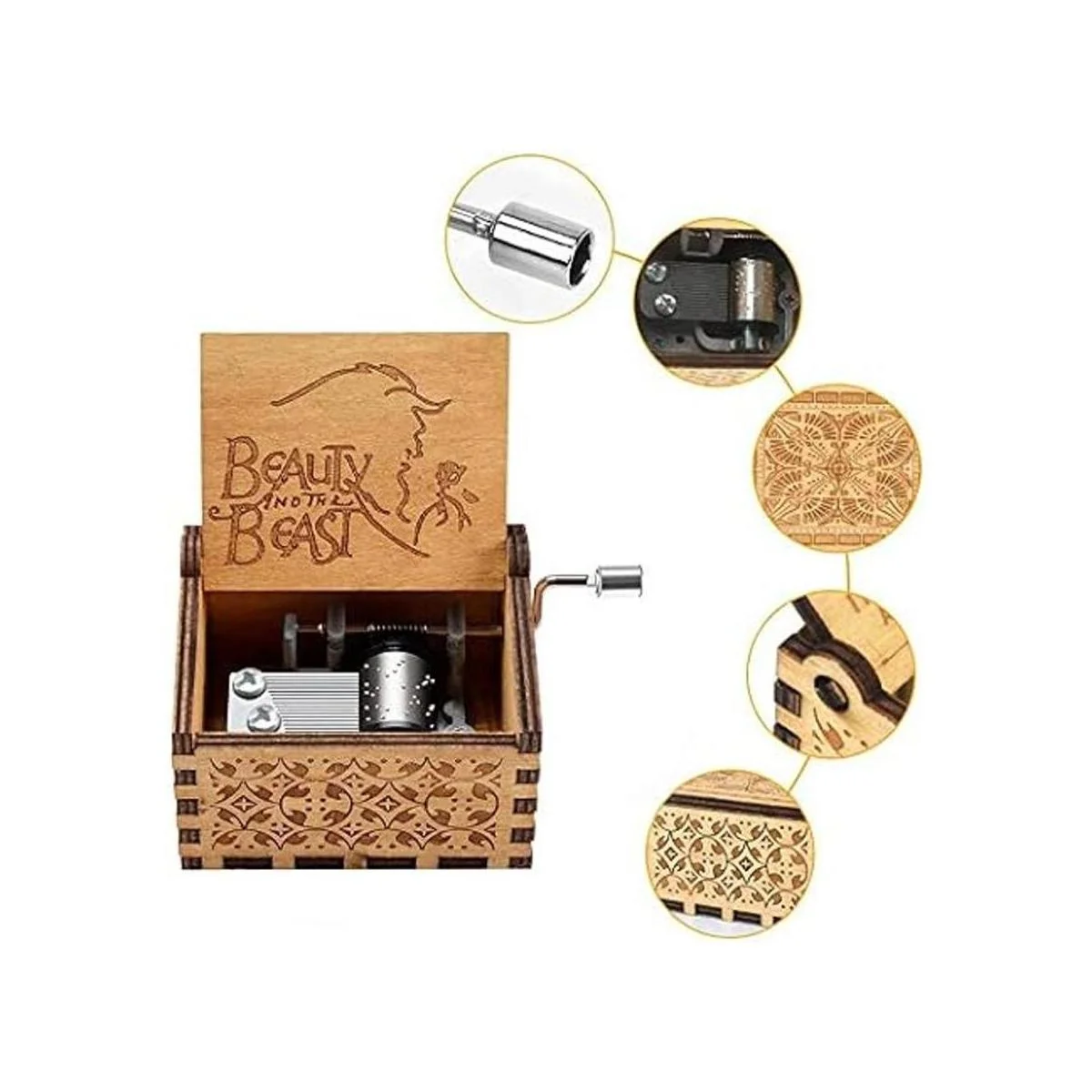 Caja de música de la Bella y la Bestia regalo de madera_2