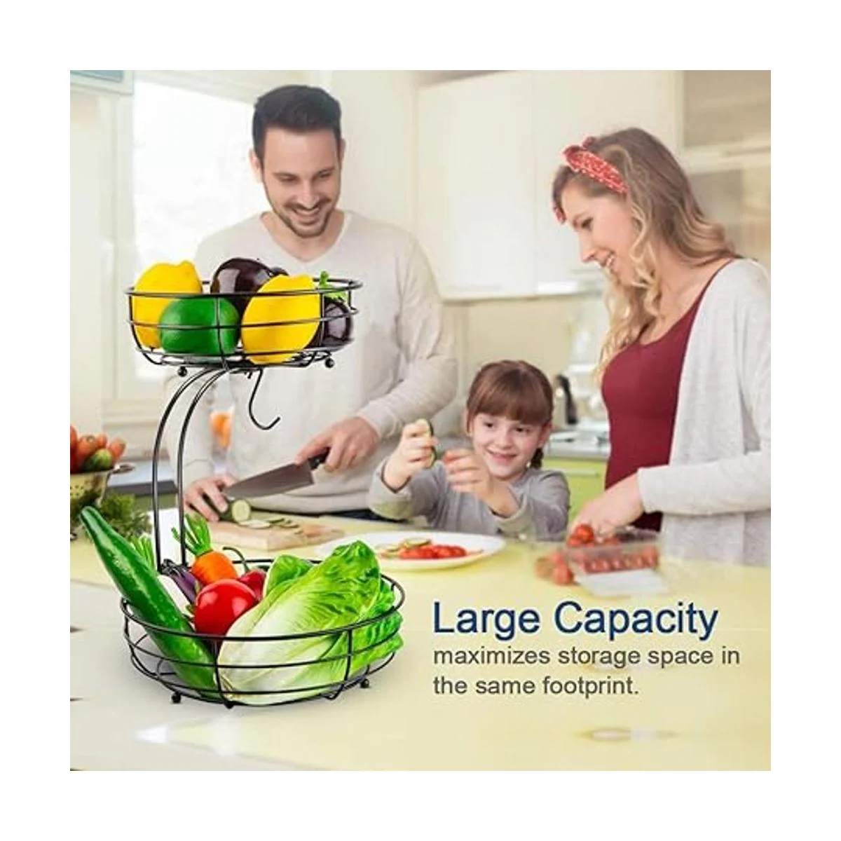 Cesta de almacenamiento con colgador para plátanos