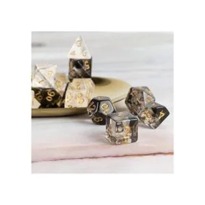 Juego de 2 dados poliédricos de resina transparente de 7_6