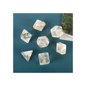 Juego de 2 dados poliédricos de resina transparente de 7_4