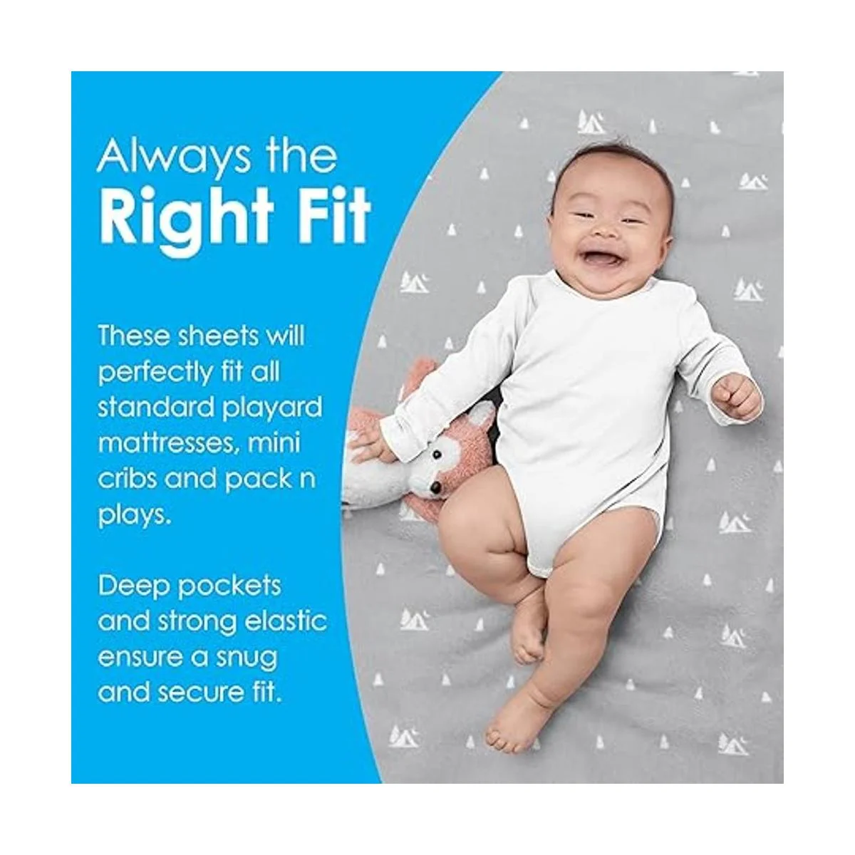 GROW WILD Pack n Play Sábanas Paquete de 3 mini sábanas