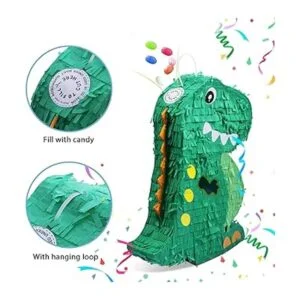 Paquete de piñata de dinosaurio con una venda y_4