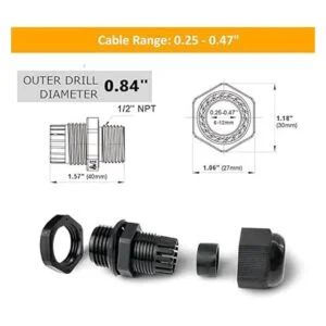 MGI SpeedWare Sello de cable de nailon NPT para alivio de_5