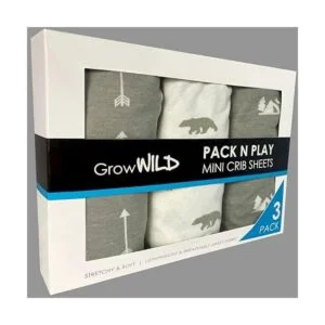 GROW WILD Pack n Play Sábanas Paquete de 3 mini sábanas