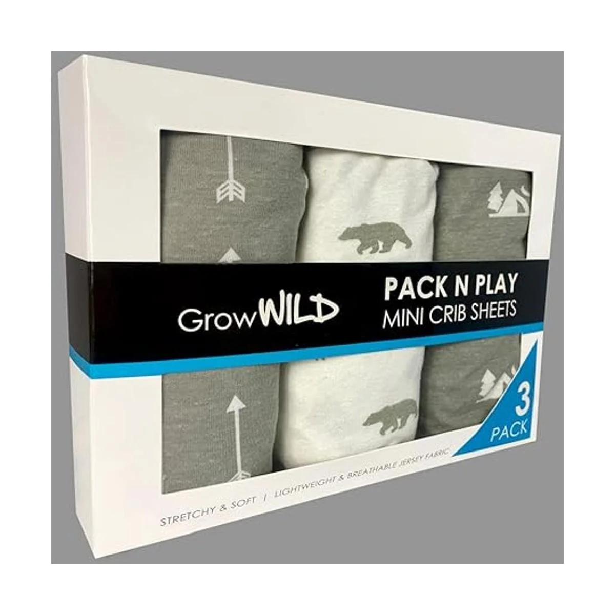 GROW WILD Pack n Play Sábanas Paquete de 3 mini sábanas