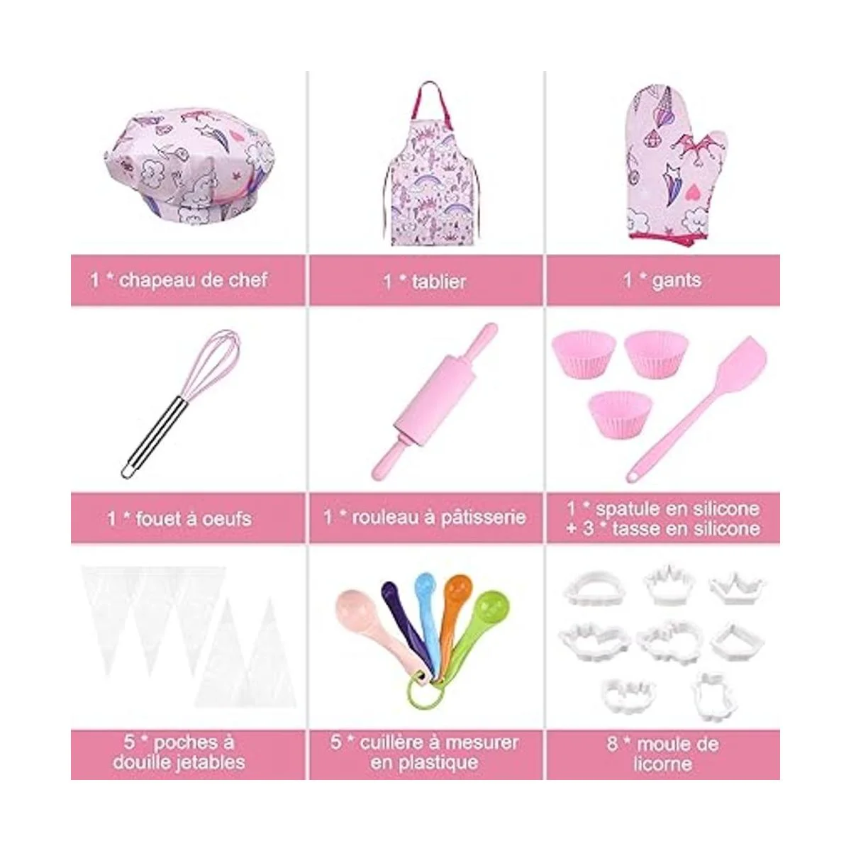 Anpro Juego completo de cocina y horneado para niños 27_2