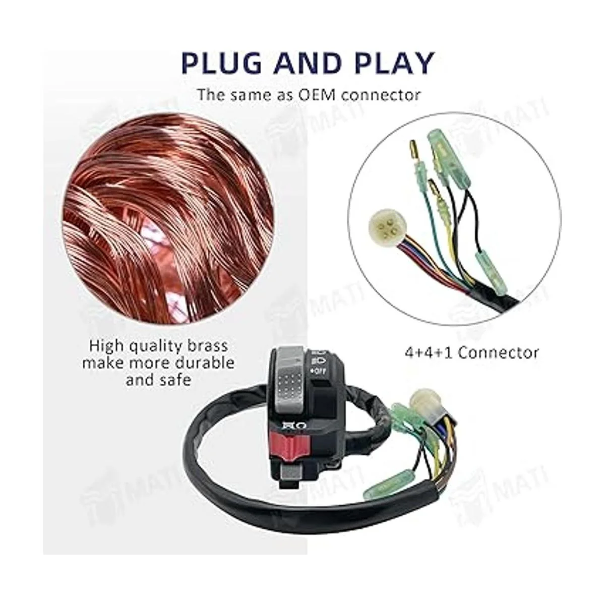 M MATI Interruptor de faros delanteros para Yamaha Moto4_4